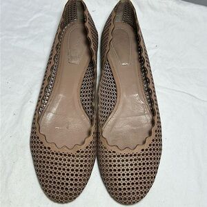 Chloe Lauren Perforated Scalloped Trim Flats, EU 42